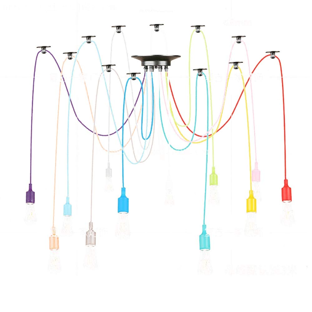 Lámina de Línea Colgante 12 Luces |Atentable Ajustable Bricolaje Lámparas de Araña de Suspensión de Techo |Examen de Restaurantes Sala de Estar Café Cartel de Iluminación Colgante |Mú