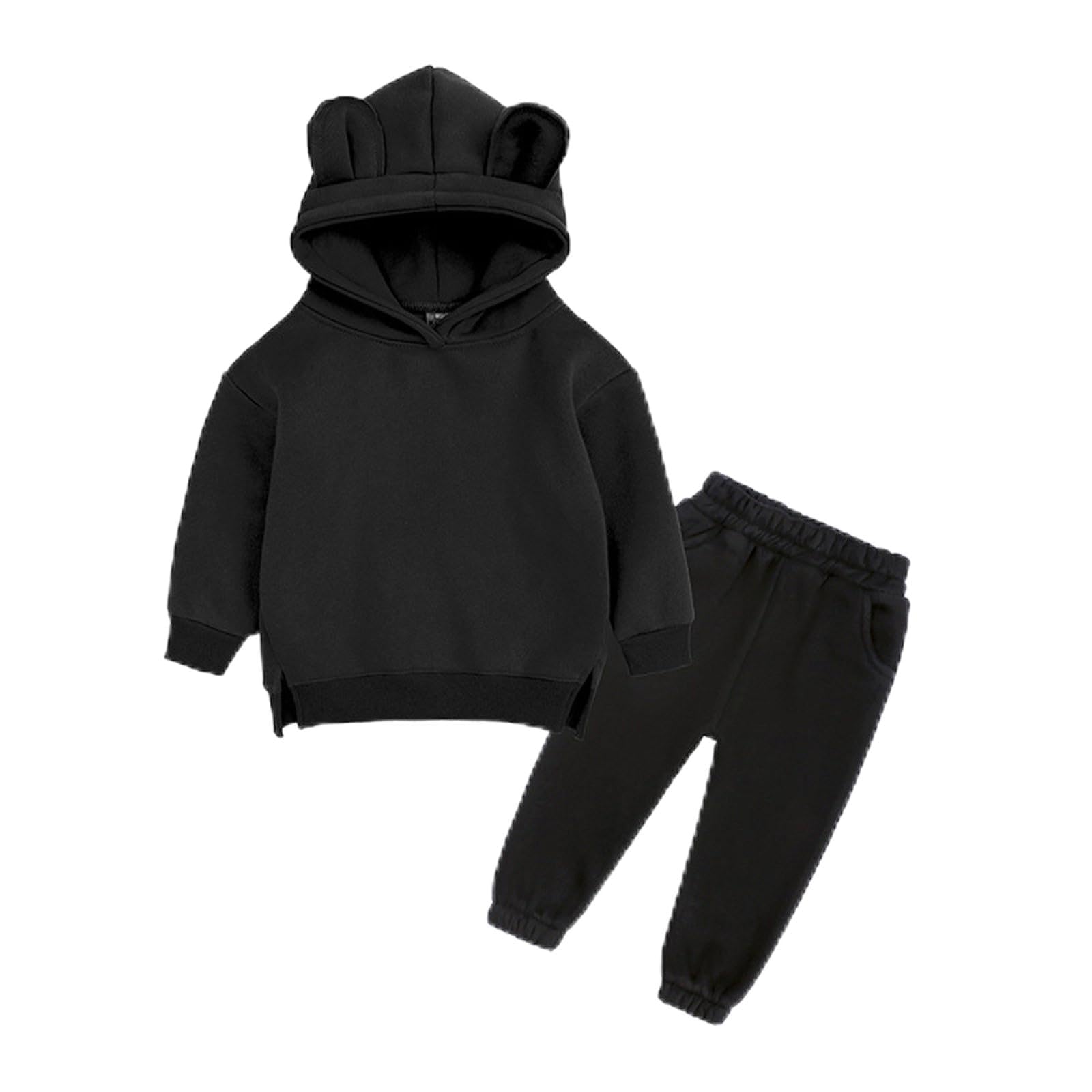 Generisch 2026 Winter-Mädchen-Outfit, 2-teiliger Fleece-Hoodie Jogginghose, gemütlicher Freizeit-Trainingsanzug für Kleinkinder Kinder, weiche Thermokleidung