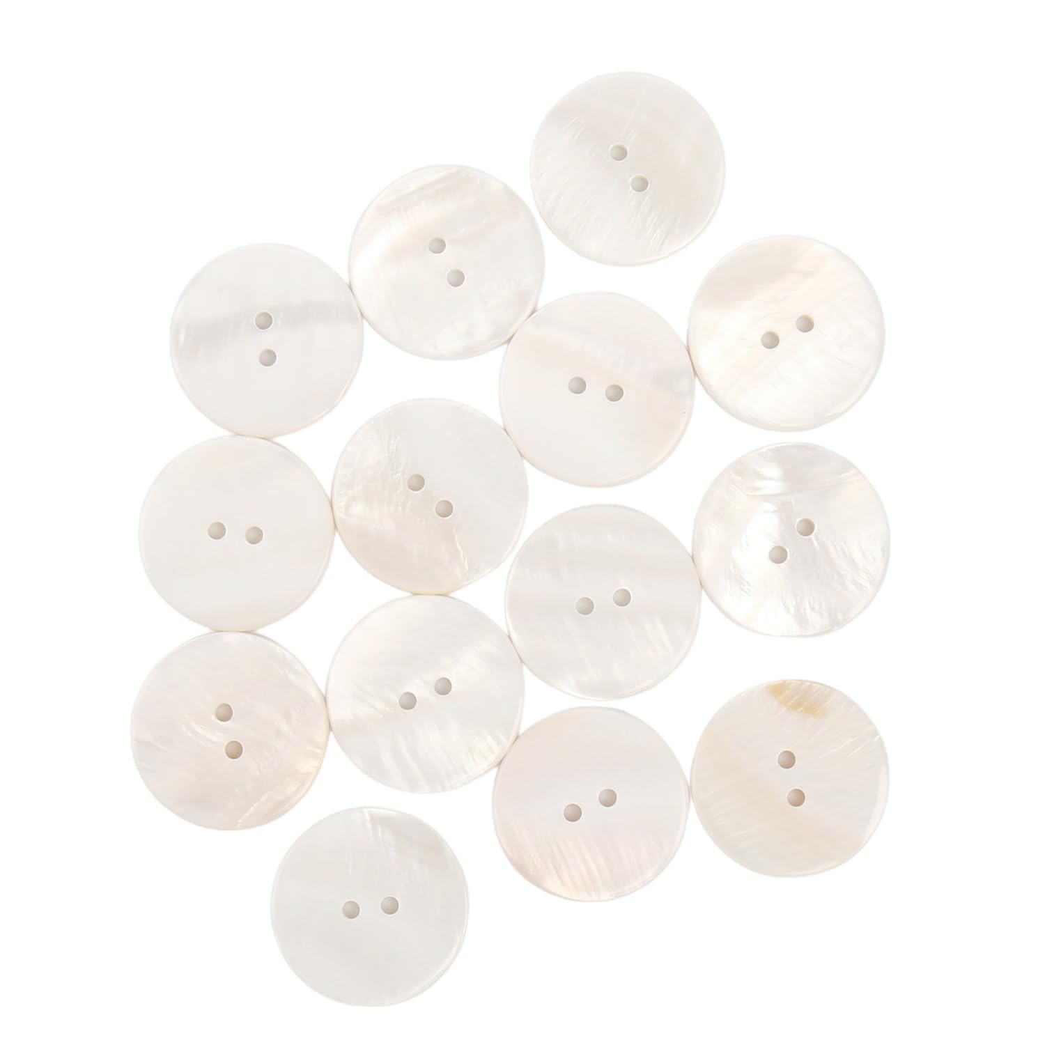 50Pcs Natural Mother of Pearl Buttons, 2-Hole Round Shell Buttons 11.5mm for Sewing, Knitting & DIY Crafts, MOP Buttons for Shirts, Cardigans & Blouses - White