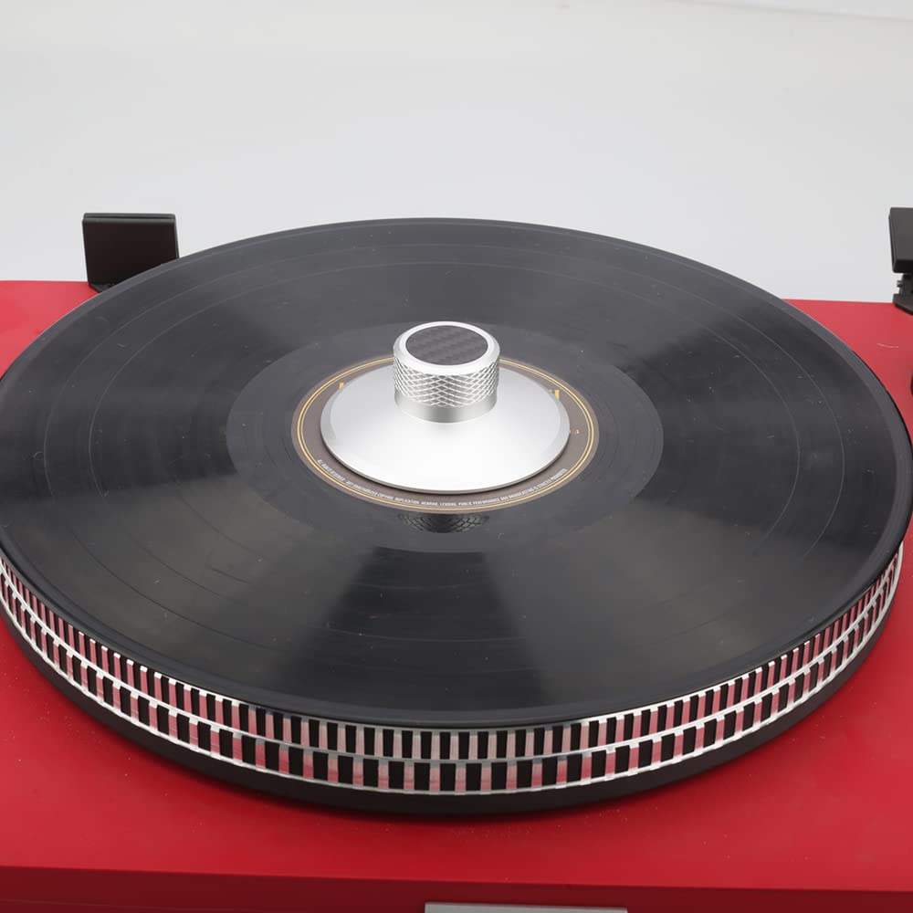 Gramofon z włókna węglowego, winylowy gramofon LP, metalowy stabilizator dysku, zacisk 130 g, do odtwarzacza LP Vinyl Record Player (srebrny)
