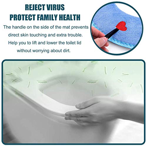 Yokawe WC-Sitzbezug-Kissen, waschbar, mit Reißverschluss, weich, dick, warm, WC-Sitzbezug, mit Griff (blau) – Bild 3