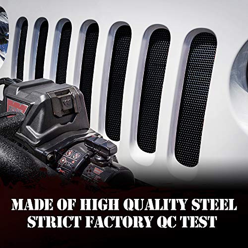 Image of Xprite Black Aluminum Alloy Mesh Insert Compatible with Jeep Wrangler JK JKU 2007-2018 Original Front Hood Matte Grill Grille Grid