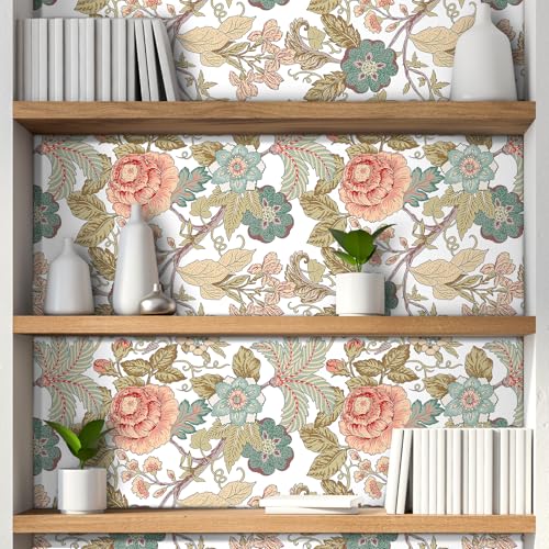 Papier peint floral vinyle imperméable pré-collé pour rénovation murale - 5