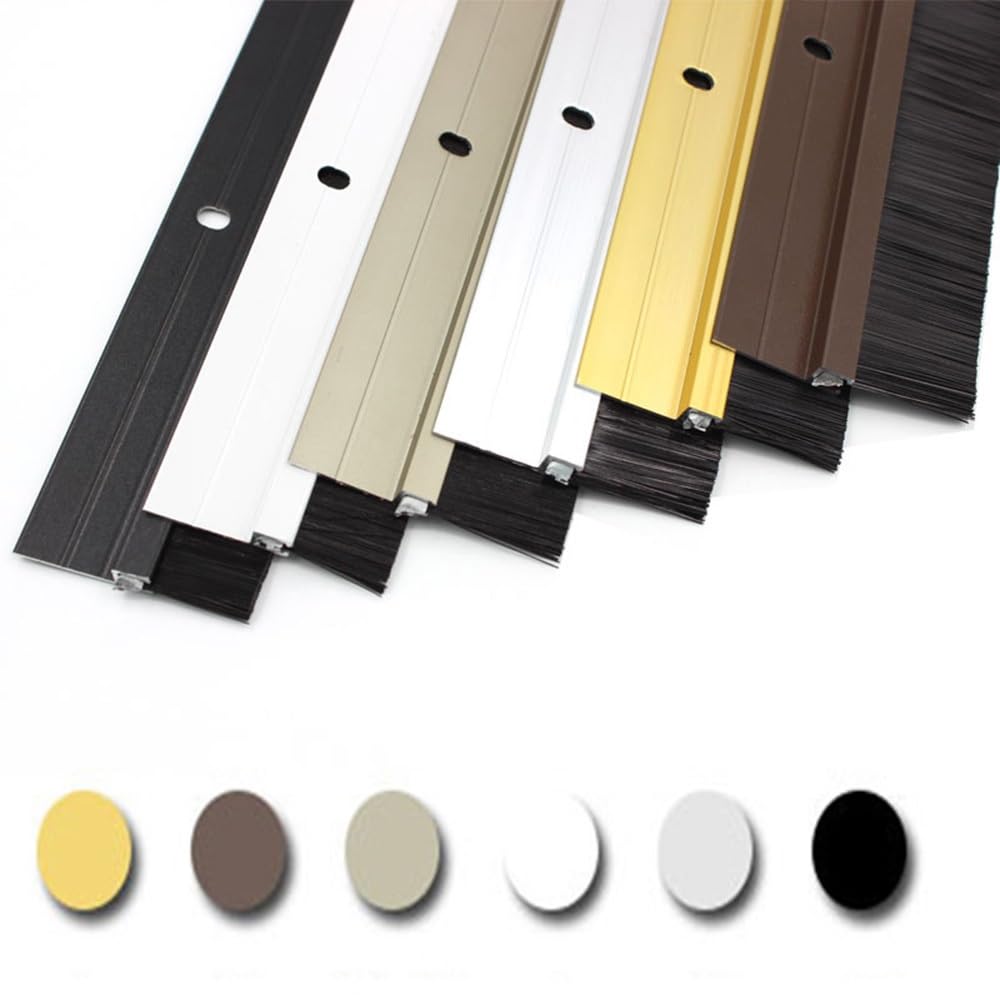Cepillo de puerta de aluminio de 39 pulgadas, sello de burlete y tapón de corrientes de aire para puertas exteriores e interiores, cepillo de 1.2 pulgadas (negro) - Barrera eficaz contra el ruido y el