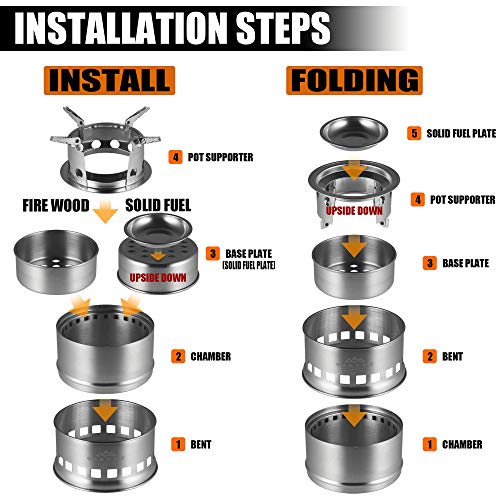 Oakvue Portable Camping Stove – Stainless Steel Camping Cookware – Lightweight Backpack Stove – Mini Wood Burning Stove For Camping, Hiking, Picnic Bbq – Solo Stove For Wood, Gas And More #TOP1