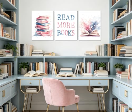 Image of Frimeeme Read More Books Canvas Wall Art, Set of 3, 12x16 Inch
