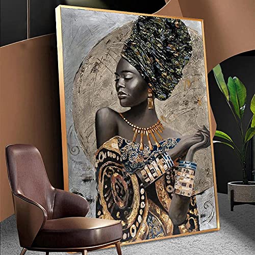 Décoration de salon moderne de luxe avec tableau femme noire africaine