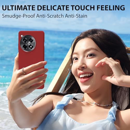 Image of LIRAMARK Liquid Silicone Soft Back Cover Case for OnePlus 12R 5G (Red)