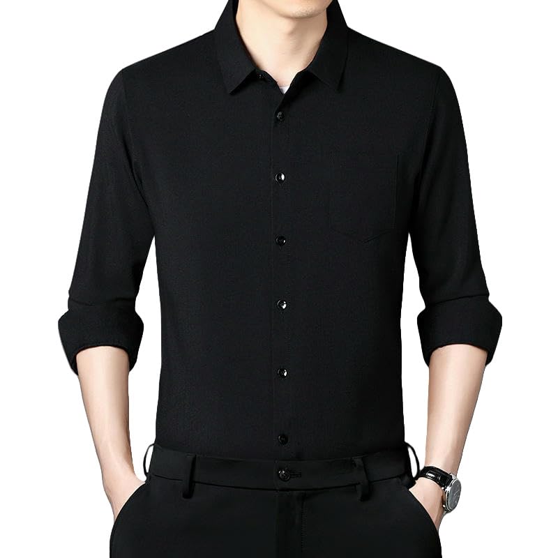 Blusa de lino de algodón de manga larga para hombre con acabado premium casual