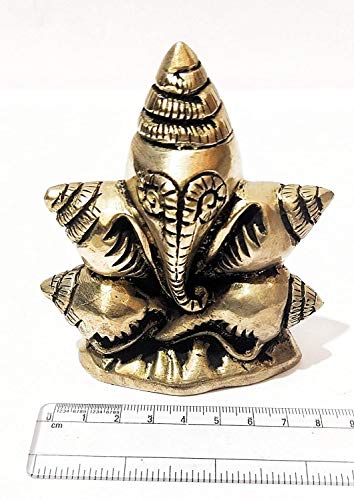 Estatua de Ganesha de Latón en Forma de Concha 10.5 cm miniatura 6