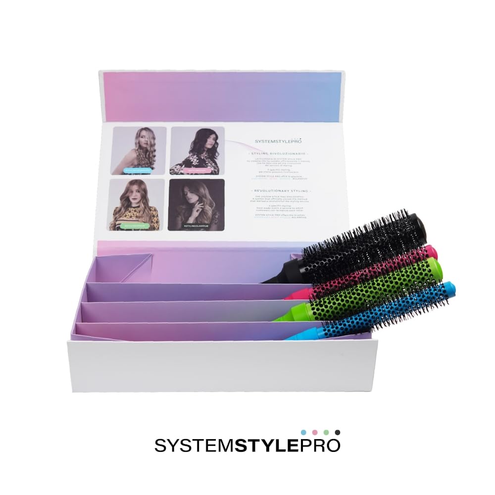 Spazzole professionali per capelli, sistema di piega rivoluzionario per capelli normali e lisci. Hair tools KIT SYSTEM STYLE PRO
