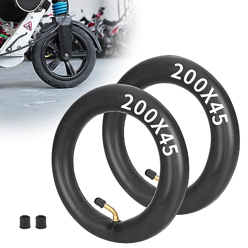 2 Pack of Inner Tube 200 x 45 Inner Tube 8 x 1 1/4 with Bent Stem for A-Bike Folding Bike Butyl Rubber