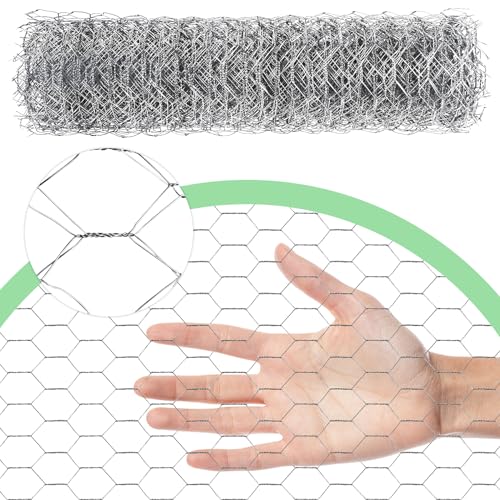 Image of Chicken Wire 16.9 in x 237 in Poultry Wire Netting Hexagonal Galvanized Mesh Garden Fence Barrier for Pet Rabbit Chicken Fencing