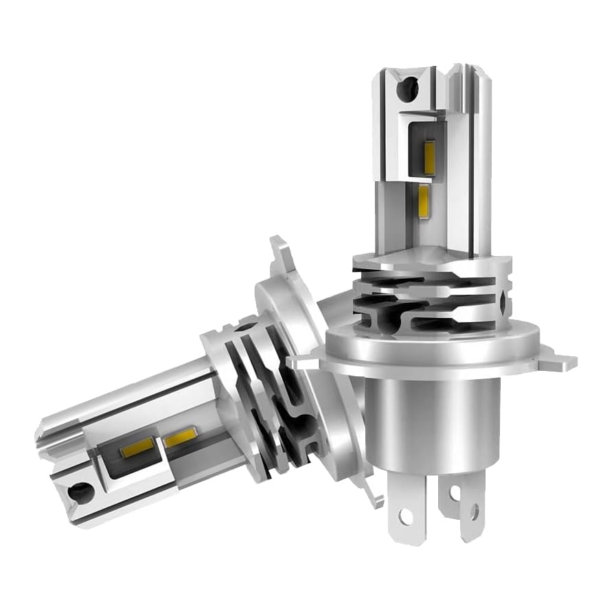 MGCOKINILY Halogen Auto Lampen H4, 300% Helligkeit als Halogenlampen11000LM 6000K Kaltes Weiß,1:1 Mini-Größe, 2 Stück (H4)