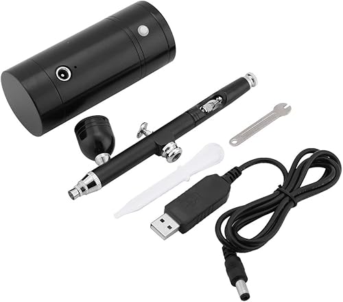 Miniatura 7 de Ejoyous Mini kit de aerógrafo, 0.m negro portátil de doble acción, pincel de aire de pintura, kit de pintura en aerosol, herramienta profesional de