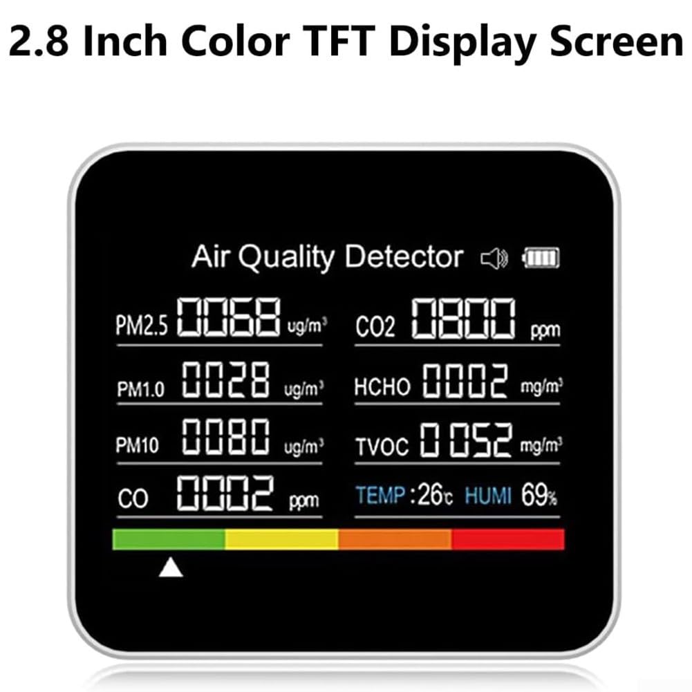 Monitor della qualità dell'aria 9-in-1 Misuratori di qualità dell'aria interna Rilevatore di inquinanti atmosferici Rilevatore di anidride carbonica AQI PM2.5 Tester di qualità dell'aria