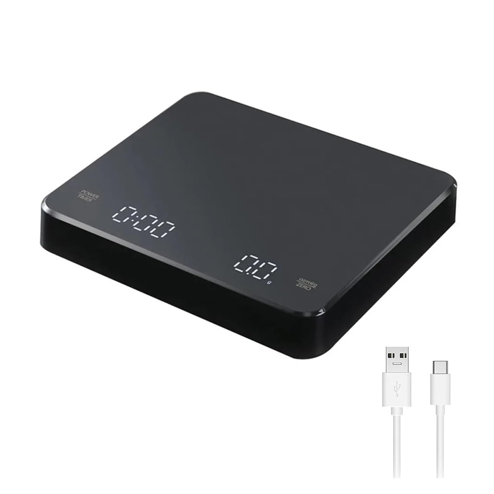 Bilancia Elettronica per caffè con Timer, Schermo LED, USB, 3 kg, 0,1 g, G/oz/ml, Misure ad Alta precisione, Timer Automatico, Bilancia da Cucina Intelligente