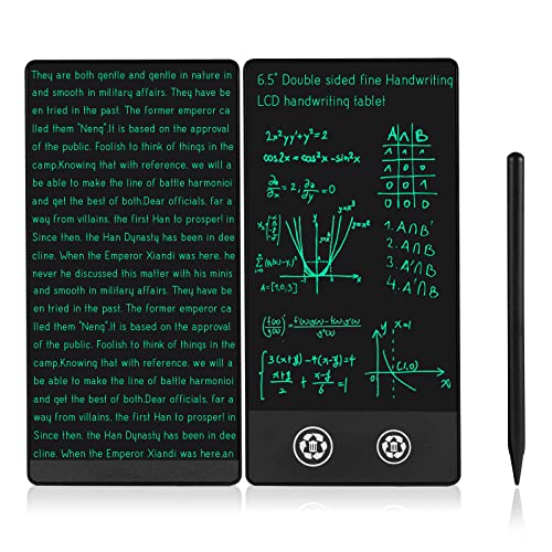 Image of Mini LCD Writing Tablet 2 Sides Screen Erasable Reusable 6.5inch and 6inch Electronic Drawing Pads Portable Digital Scratchpad for Adults Kids Home Office (Black)