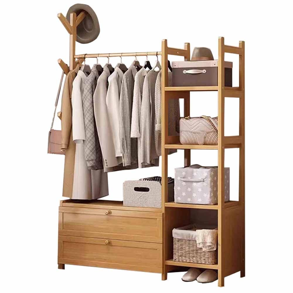 FGXHHS Industrial Wooden Coat Rack Stand with Shoe Sto, Shelves & Hoo - Max Load 100kg, Entryway Hallway nizer Available in 50/70/80/100CMx30CMx158CM