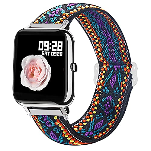 Compatible for Popglory Smartwatch Band, Stretch Elastics Adjustable Strap Compatible for Popglory P22/Donerton Smartwatch/itouch air 3 40mm/FirYawee Smartwatch/Virmee VT3 (Purple Blue)