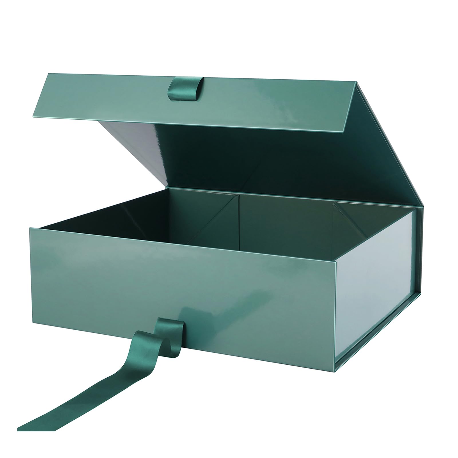 PACKHOME 17x14.5x5.5 Inches, Extra Large Gift Box with Lid, Magnetic Closure Boxes with Ribbon for Clothes and Large Gifts (Glossy Green)