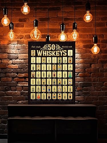 The Whiskeys Bucket List – Rubbelposter | Top 50 Whiskeys | Tolles Whiskey-Geschenk für Männer und Whisky-Liebhaber