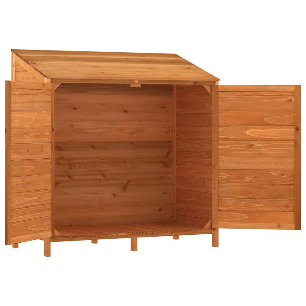 Szopa ogrodowa, brązowa, 102 x 52 x 112 cm, z litego drewna, odporna na warunki atmosferyczne, schowek, zamykana, domek na narzędzia ogrodowe, kosiarki, rowery, kosz na śmieci, przechowywanie