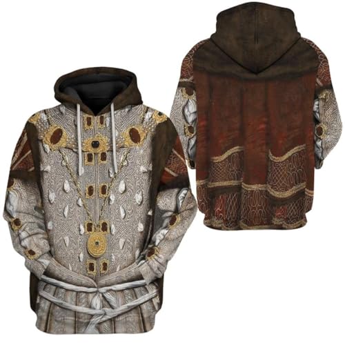 Image of Uyecos Historical Hoodie Revolutionary War Uniform Top | Historical Figure Print, Military Uniform Print, for Historical Reenactment, Halloween Cosplay