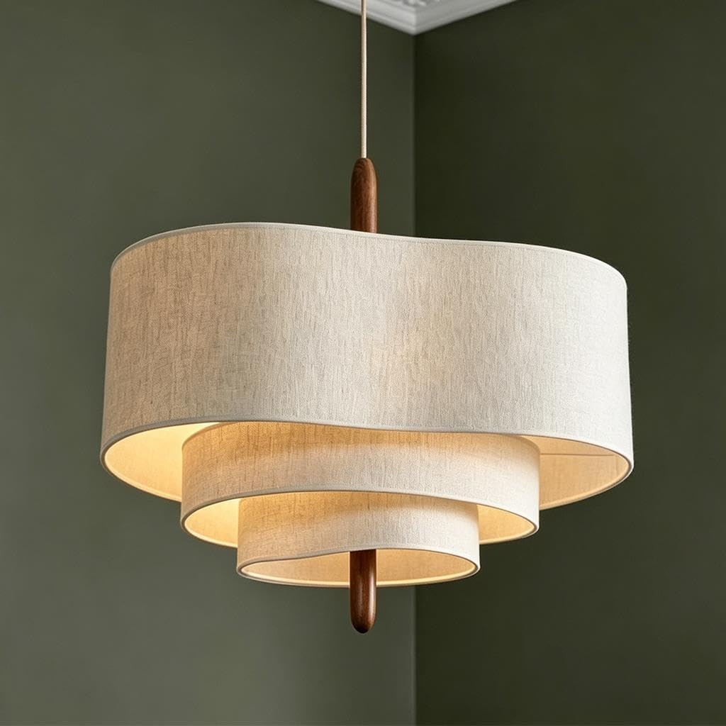Lampada A Sospensione Stile Wabi Sabi Lampada Principale Mid-Century Francese Per Soggiorno Cavo Di Sospensione Regolabile Lampada Pendente Con 3 Attacchi E27 Adatta Per Camera Da Letto(45CM)