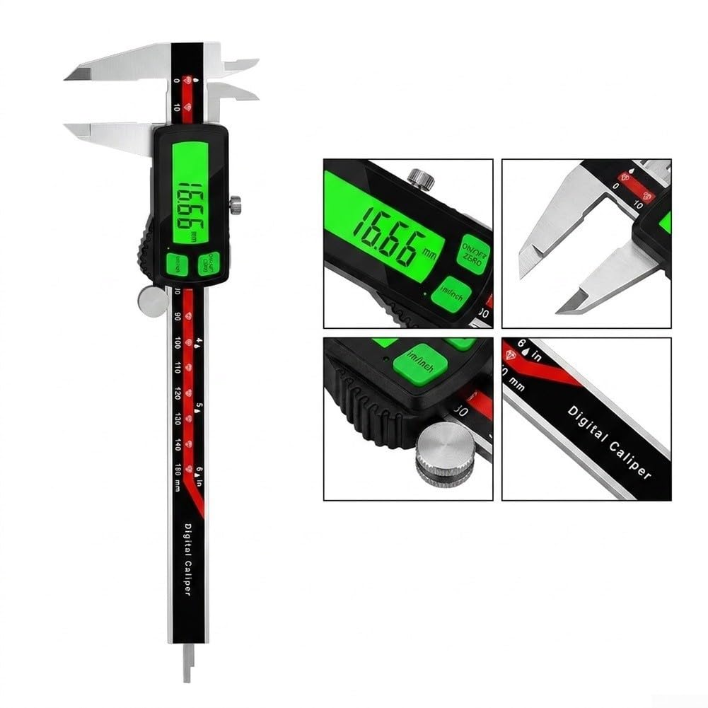 Digitaler Messschieber Edelstahl USB-C Grün(0-300mm)
