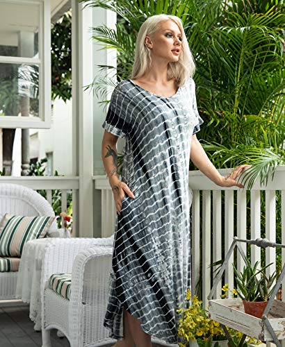 AVIIER Cotton Nightgowns for Women Sleeveless House Dress Ladies Long Nightdress with Pockets S-XXL4