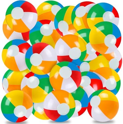 12" Summer Inflatable Beach Balls Bulk Rainbow Color Sw...