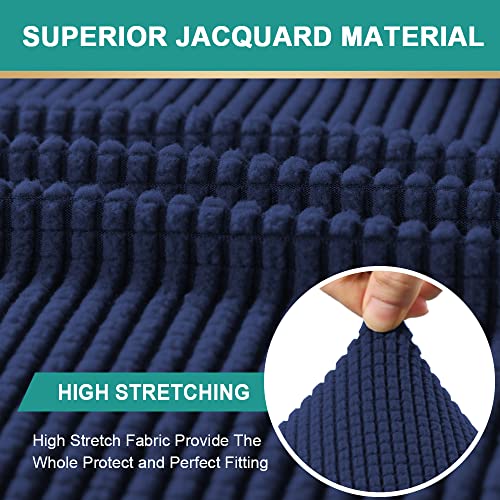 Chaise Cover, Stretch Chaise Lounge Covers, Chaise Chair Slipcover, Sofa Chaise Cover With Double Arm, Jacquard Fabric Small Checks Furniture Protector Couch Soft With Elastic Bottom（Navy Blue，M） #TOP5