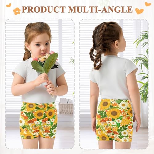 Mushroom Fall Honeycomb Yellow Girls Bike Shorts Toddler Under Dress Dance Shorts Girl Clothes for Summer,4T4