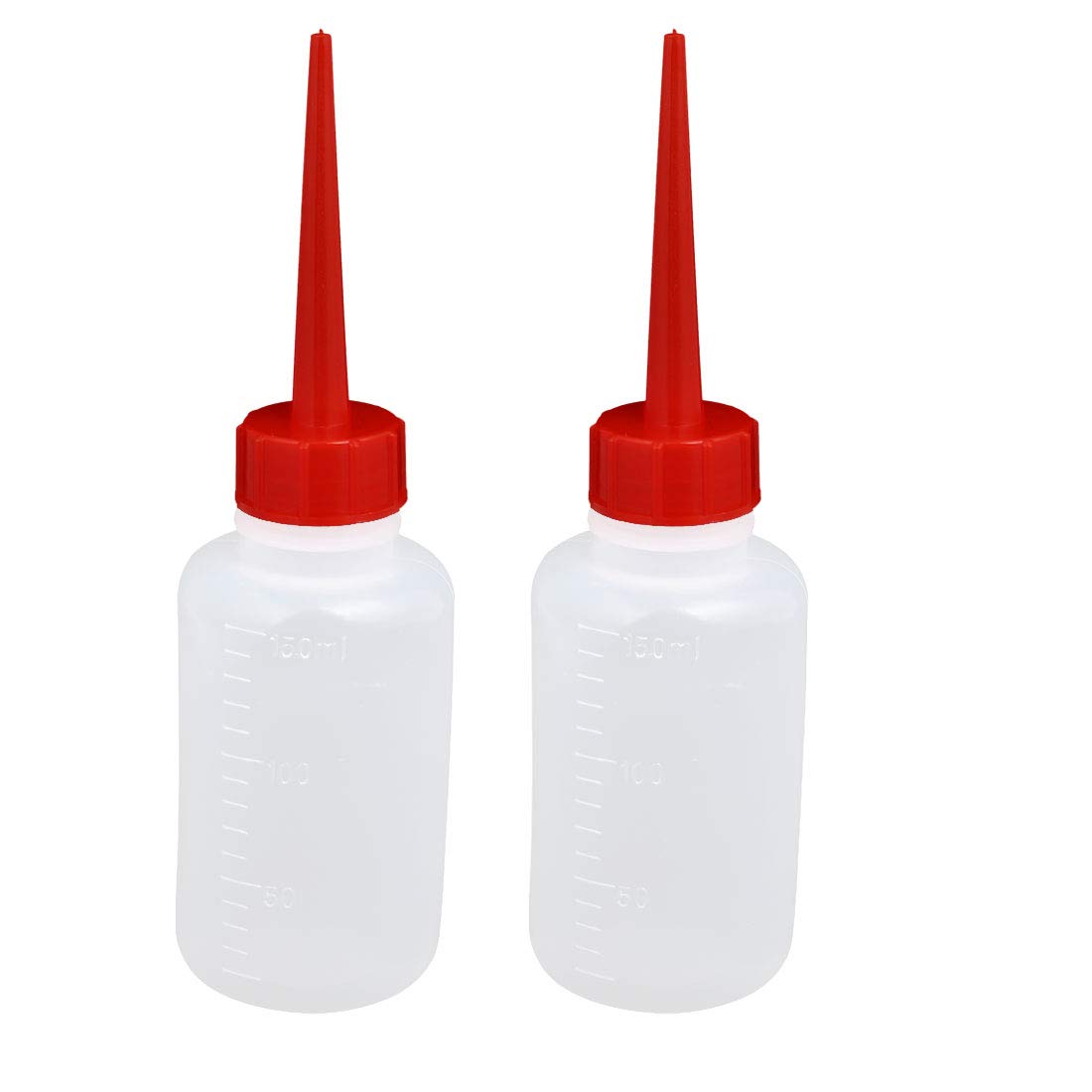 Aexit 2Pcs 150ml gauge LDPE Plastic Red Squeeze Mouth Workshop Label Oil Liquid Glue Bottle