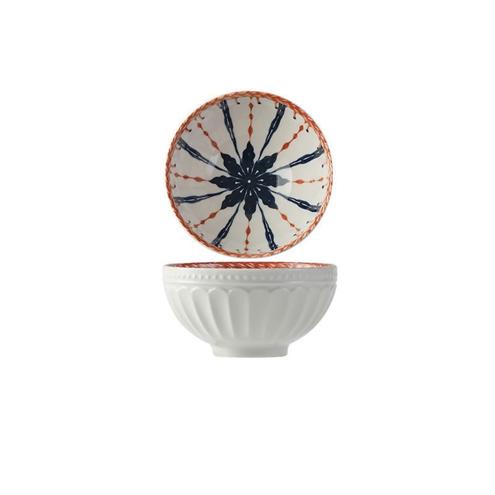 Juegos de Platos y Cuencos Cuenco de arroz de cerámica con impresión en Relieve Cuenco antiescaldamiento Cuenco de Sopa Sencillo para el hogar Vajilla
