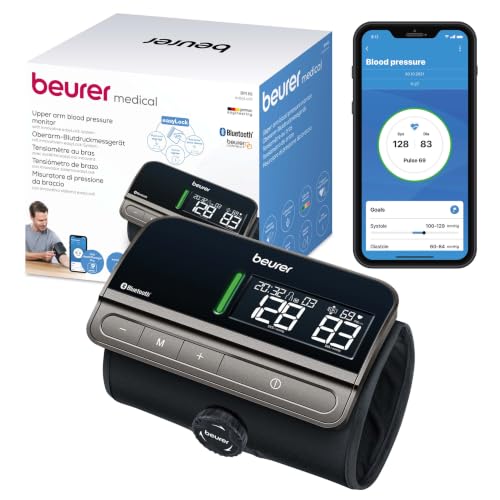 Beurer BM 81 easyLock Misuratore da braccio, facile uso senza cavi, clinicamente validato, polsino a chiusura rotante, misurazione rapida e delicata, app e trasferimento su Apple Health