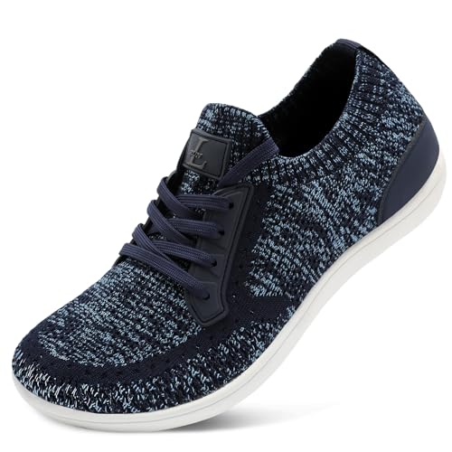 L-RUN Wide Walking Shoes for Men Wide Width Sneakers for Flat Feet Barefoot Workout Shoes Men Navy 10.5 W US