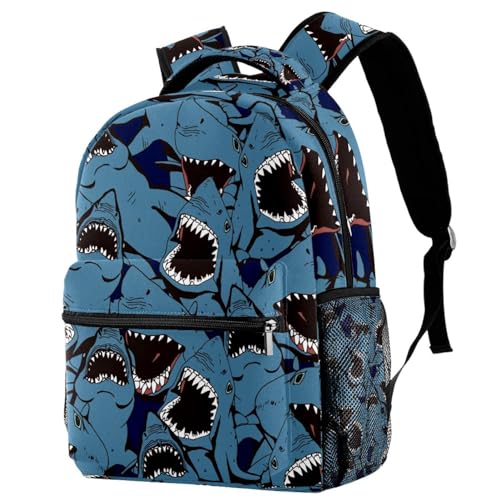 Sac à dos d'école requin de mer pour adolescents et filles (29x20x40cm)