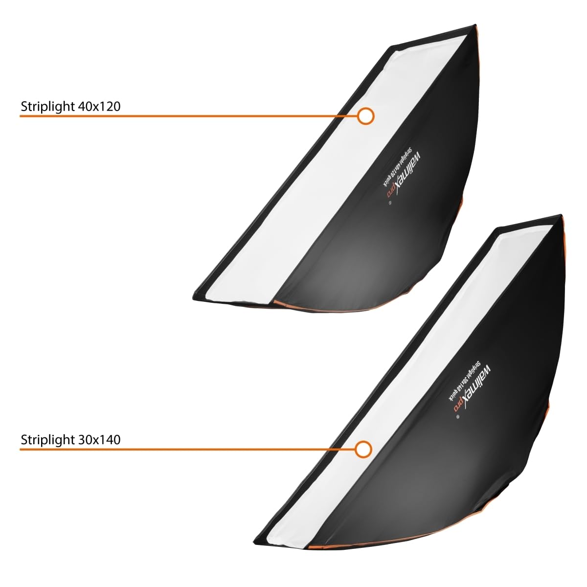 Walimex pro Studio Line Striplight SB QA pour Elinchrom - Boîte à lumière - Surface : 30 x 140 cm - Profondeur : 49,5 cm - Pliable - Avec grille, diffuseur intérieur et extérieur - Anneau de vitesse -