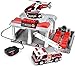 Fire and Rescue Garage Lights and Sounds Toy Set for Kids | Working Intercom with Open and Close Parking Garage and Vehicle Lift | Playset Includes Helicopter and Fire Truck with Friction Motor