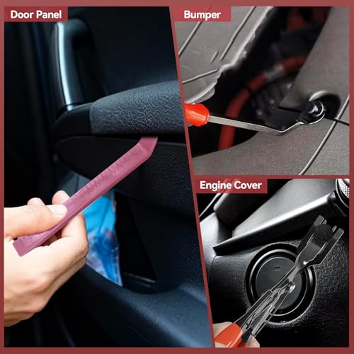 Image of 2080PCS Auto Retainer Clips Kit with Fastener Plier, Trim Removal Tools and 3-Layer Organizer Box, 33 Most Common Push Rivets for Car Bumper, Fender, Door Panel and Interior Repair