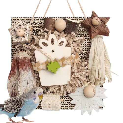 コンゴウインコ用おもちゃ | 段ボール 木製 鳥かご おもちゃ - 噛むためのケージアクセサリー ハンモック ウィンドウ プレイグラウンド コクケイ インコ用ベランダ 室内庭園