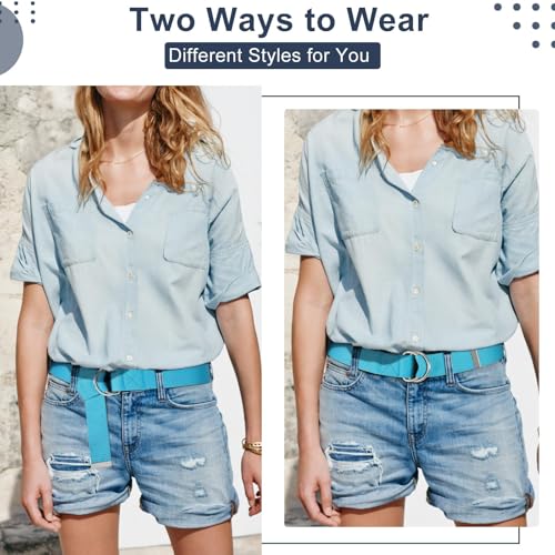 Image of WHIPPY Mens Canvas Belt with Metal Double D-ring 1 1 /2 inch Wide Plus Size Unisex Web Cloth Casual Belt for Jeans Pants