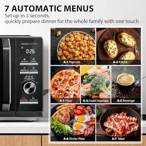 Toshiba 25L 3-in-1 900W Digital Microwave Oven With Grill, Origin Inverter, Chef Defrost, Microwave, Combi, 10 Power Levels, 7 Auto Menus, Easy Clean, Perfect for 10'' Pizza, Black, MW3-AG25PFI(BK) - Image 3