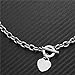 WangGao Elegent Love Stainless Steel Link Chain Blank Heart Charms Necklace for Women Toggle Clasp Closure,Silver…