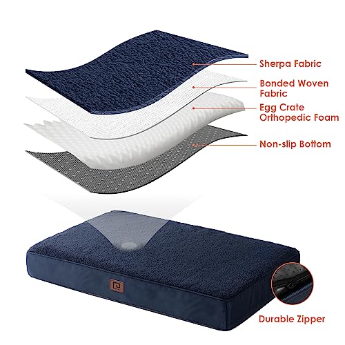 EHEYCIGA Orthopedic Dog Beds Large Mattress with Removable Washable Cover for Crate Navy, 89x58x9cm, 89 x 58 x 9 cm (L x W x H) - Image 3