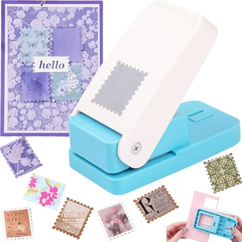 Stempelstanzer 3 8 x 3.2 cm groß rechteckig Hebel-Papierstanzer zum Basteln Briefmarken Formen Papierstanzer rechteckiger Bastellocher zum Basteln Scrapbooking 3 8 x 3.2 cm
