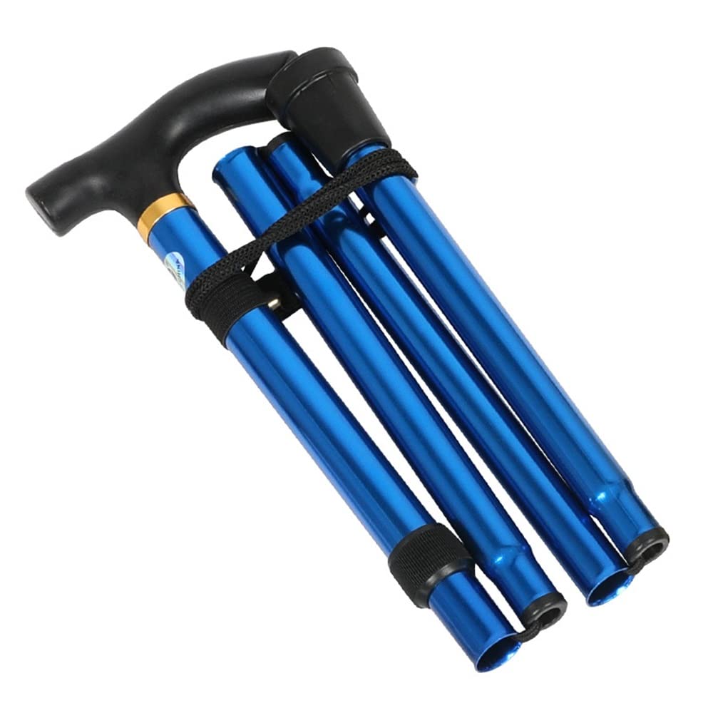 Bastone da passeggio telescopico regolabile in alluminio leggero – Bastone da passeggio pieghevole resistente con impugnatura ergonomica a T e punte in gomma antiscivolo