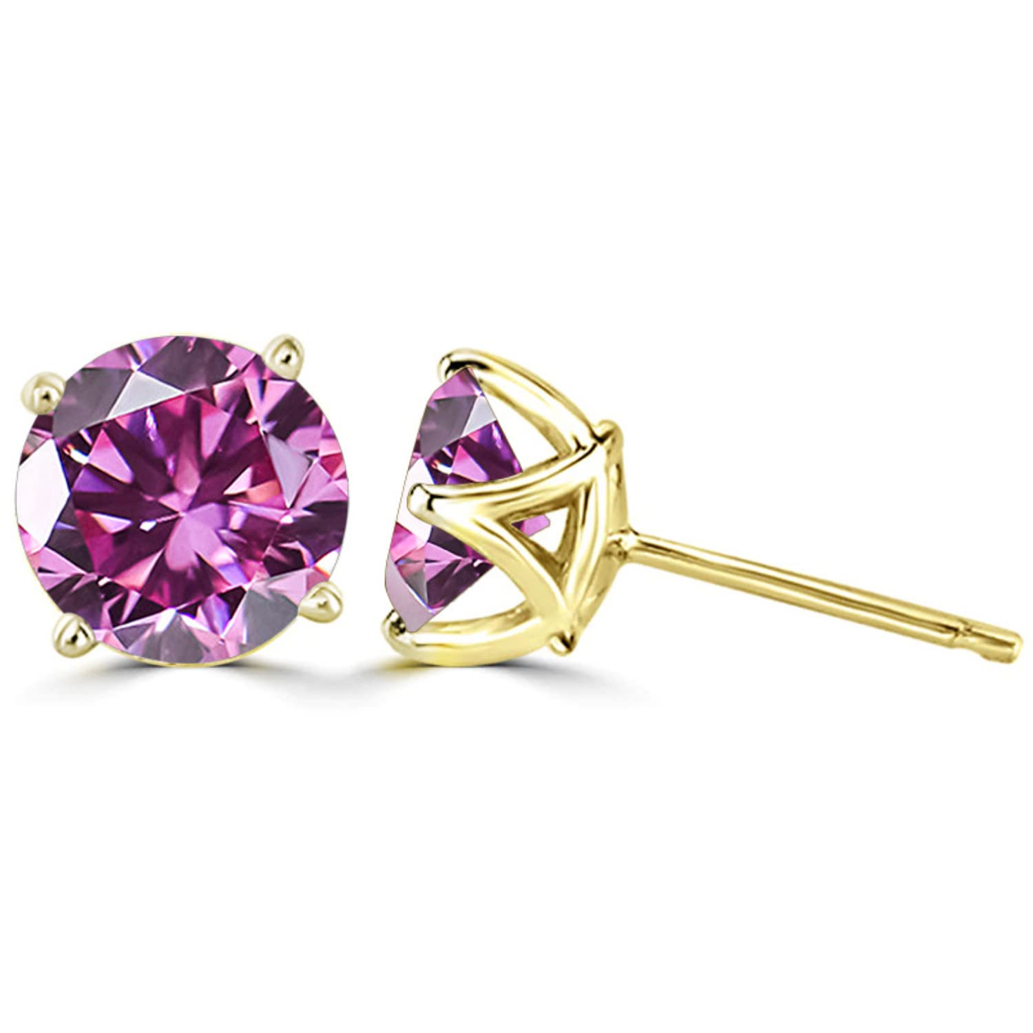 WZGWDC 1 Karat D-Farbe-Moissanit-Ohrringe für Damen und Herren, S925-Sterlingsilber, rosa/blau/grüner Diamant-Ohrstecker für Hochzeit, Valentinstag, Geburtstag, Geschenk mit Zertifikat